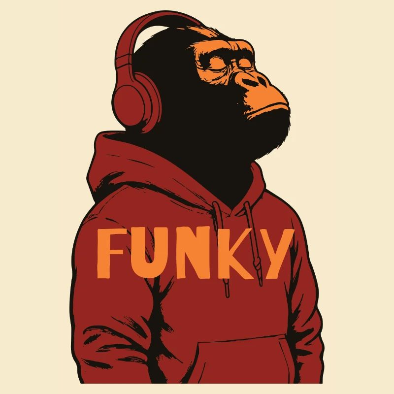 Sweat à capuche funky Gorilla design