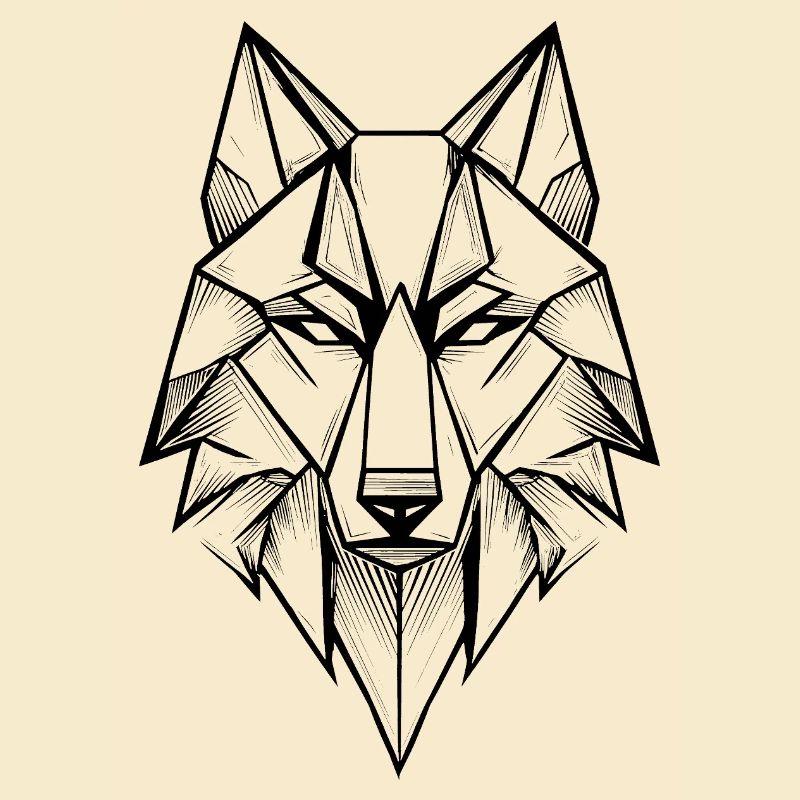 Modern Symmetrical Geometric Wolf