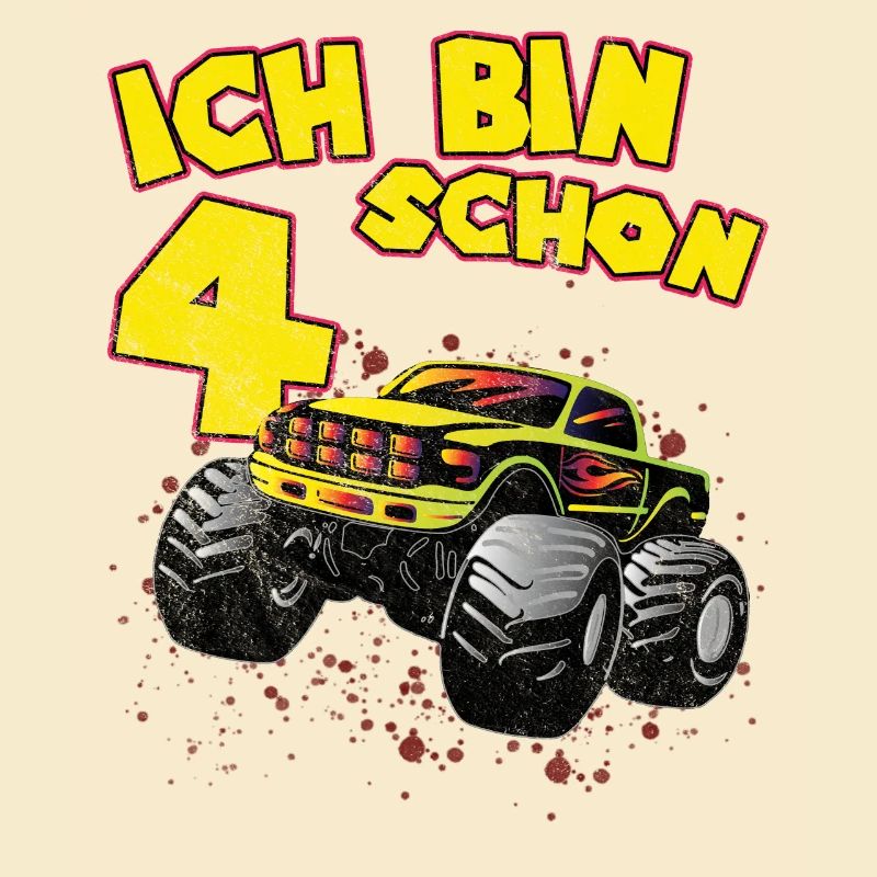 Ja ich bin 4 Geburtstag Geschenk Monstertruck