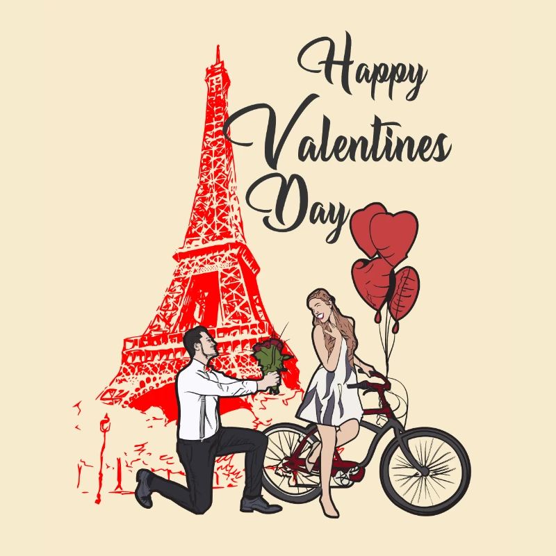 Valentinstag Paris Blumen Eiffelturm Liebe Herzen