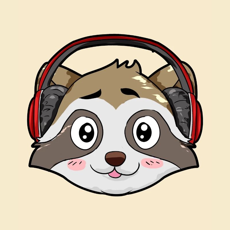 Waschbär mit Kopfhörer