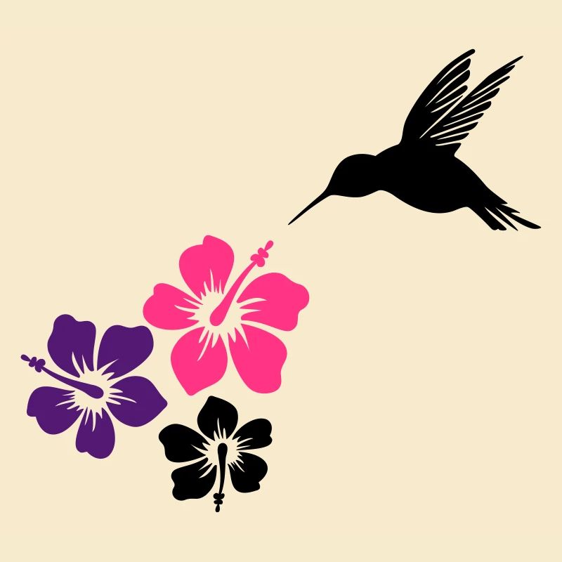 Colibri avec des fleurs d'hibiscus