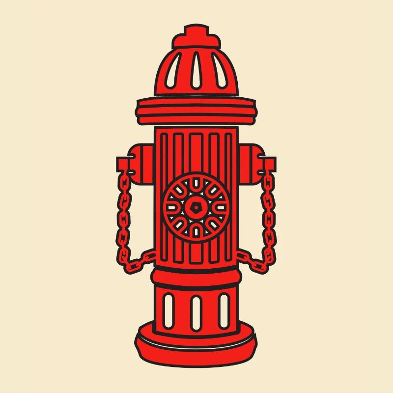 Fire Department with hydrant- Red Fire Hydrant