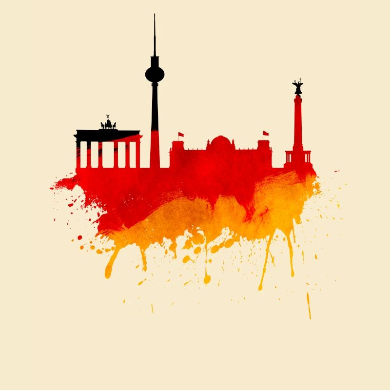 Berlin Skyline Allemagne Drapeau Drapeau Allemand