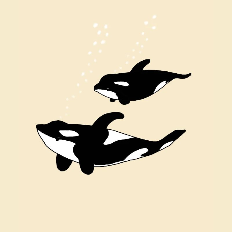 Orca mère avec enfant