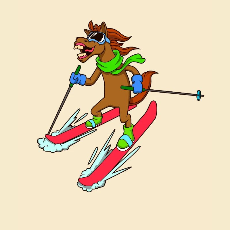Comic horse skis