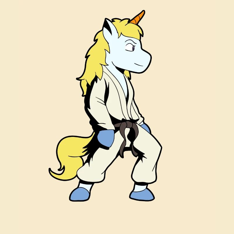 Comic Einhorn macht Judo