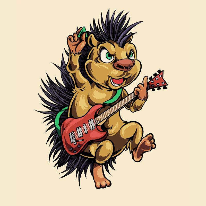 Comic Igel spielt E-Gitarre