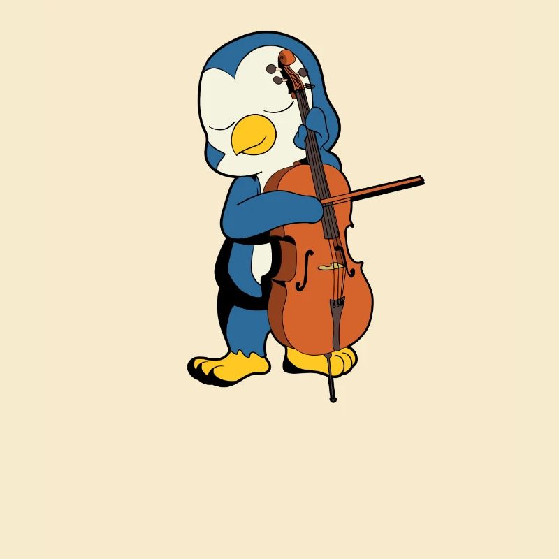 Comic Pinguin spielt Cello