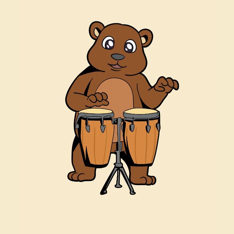 Comic Bear joue des percussions