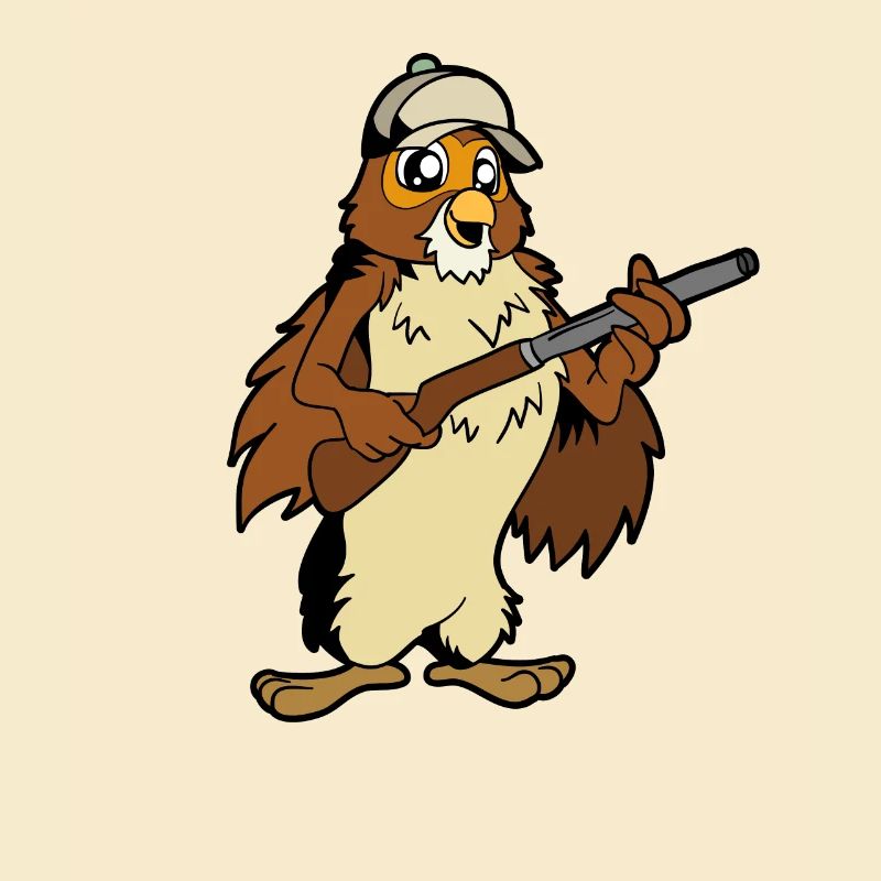 Eule mit Gewehr - Jäger