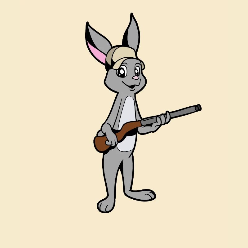 Hase mit Gewehr - Jäger