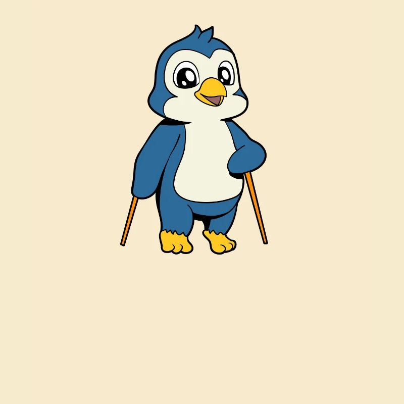 Nordic Walking Comic Penguin