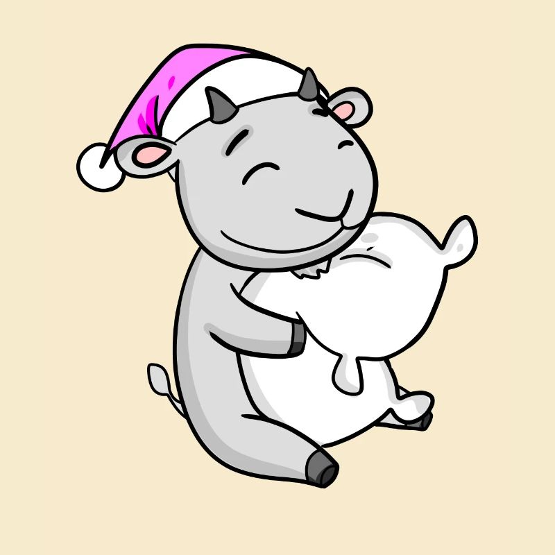 Goat with pillow and sleeping cap