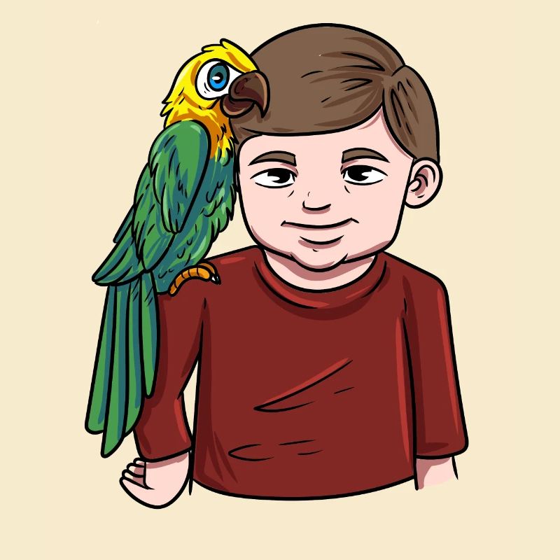 Boy with parrot