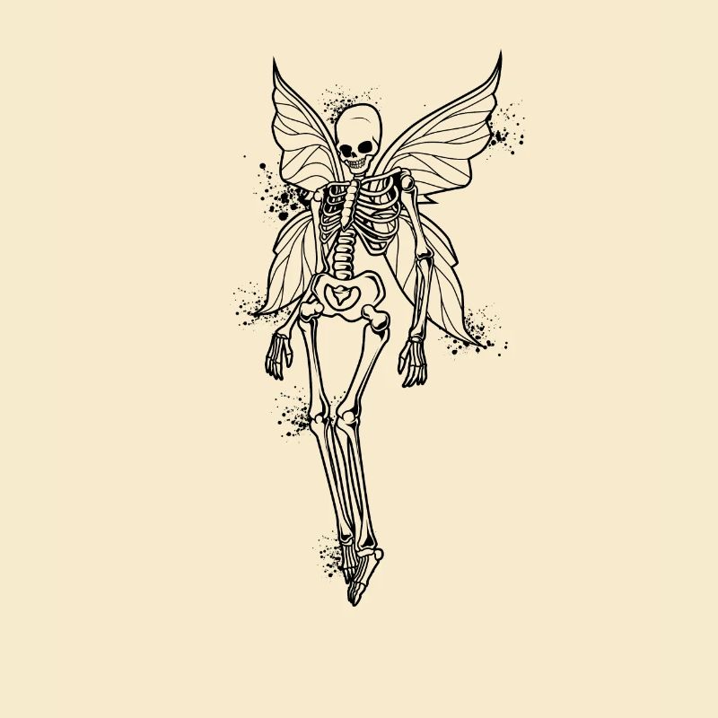 Fairycore - Squelette de fée avec des ailes de fée