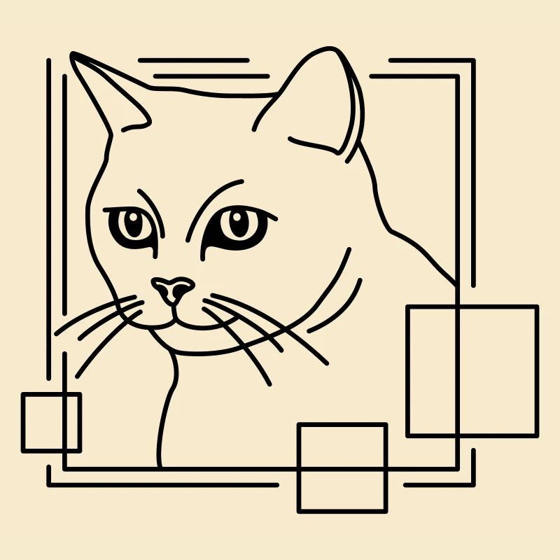 Chat en forme géométrique - Conception d’art au trait