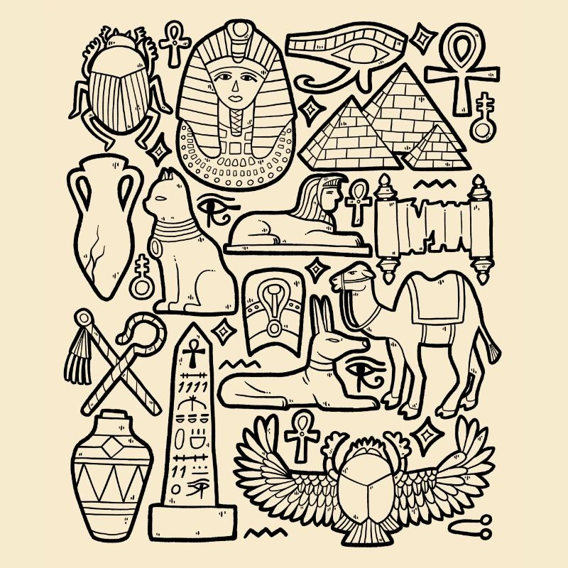 Egypte Doodles Pyramide Pharaon Sphinx Le Caire