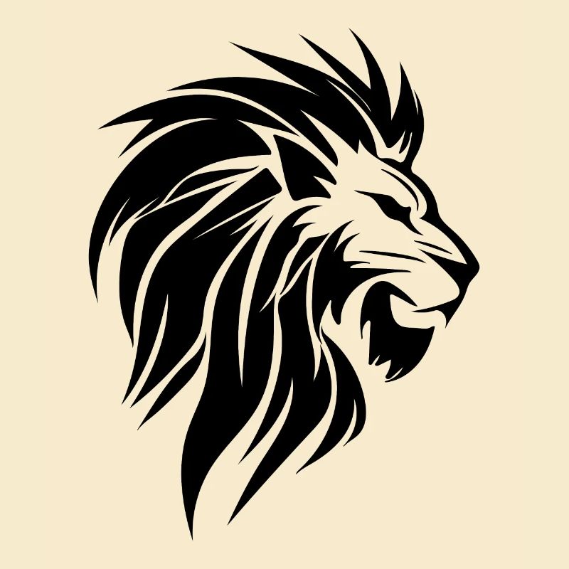 Evil Lion Head Tattoo Style Elegant Mane