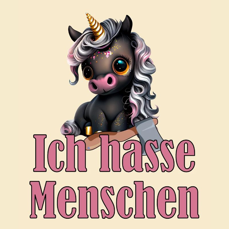 Kleines süßes Schwarzes Einhorn mit Spruch