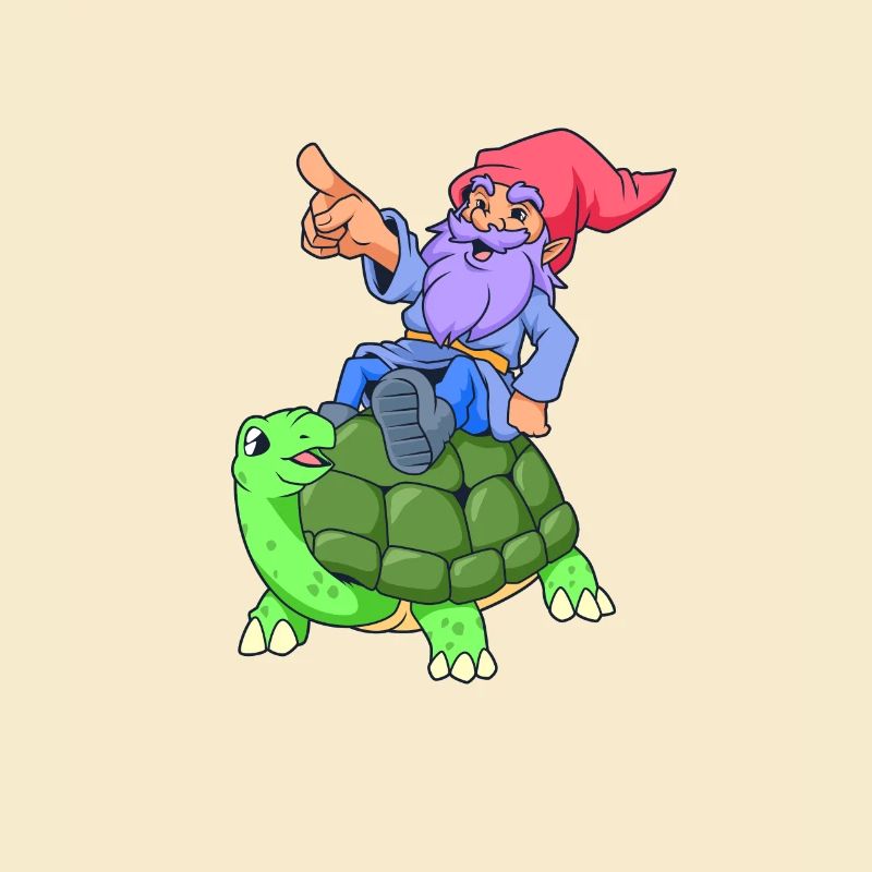 Comic - Garden gnome sits on turtle