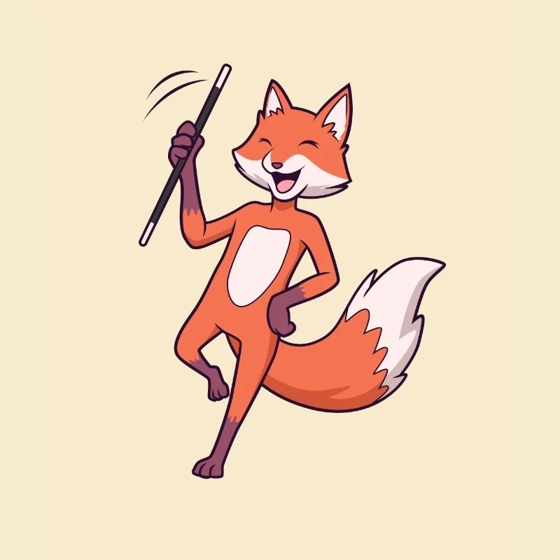 Comic Fuchs beim Twirling