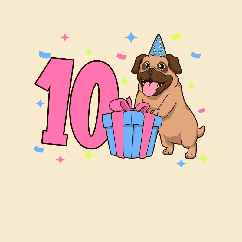 Mit Mops - Mädchen Geburtstag 10 Jahre