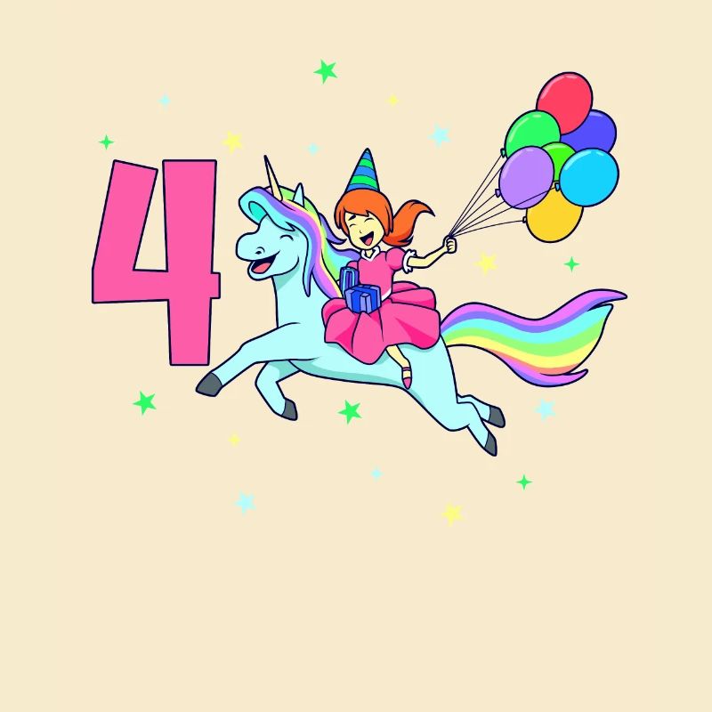 Mit Einhorn - Mädchen Geburtstag 4 Jahre