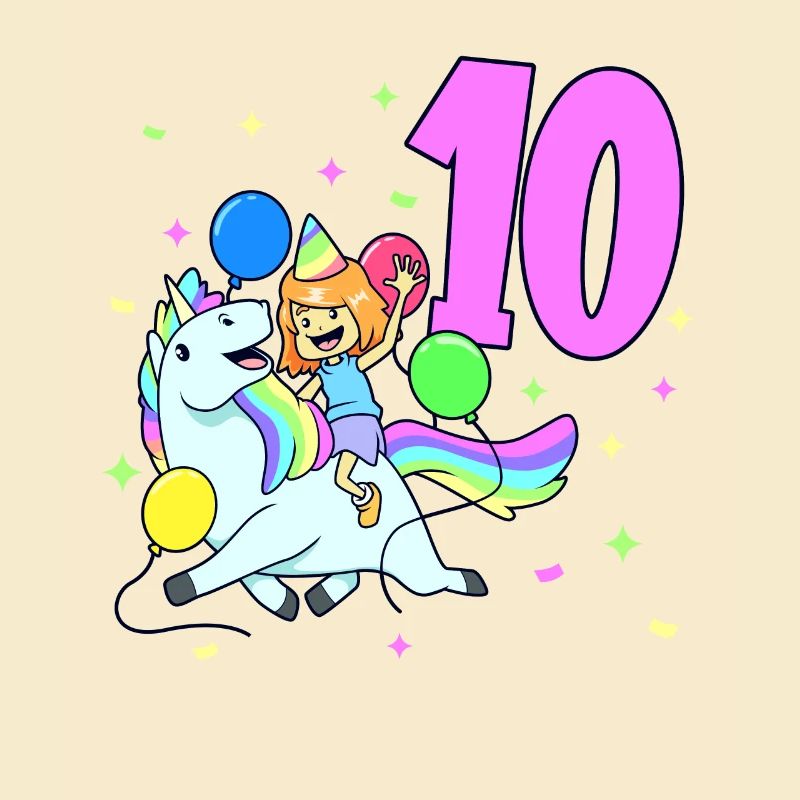 Mit Einhorn - Mädchen Geburtstag 10 Jahre