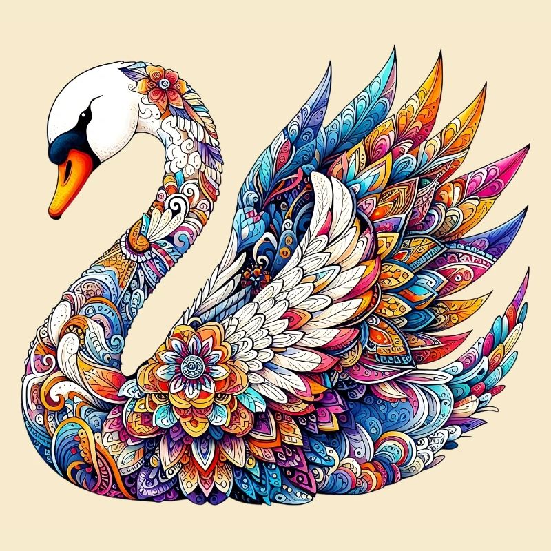 Cygne décoré de Mandalas