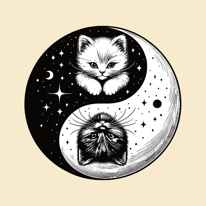 Ying Yang Chatons, noir et blanc