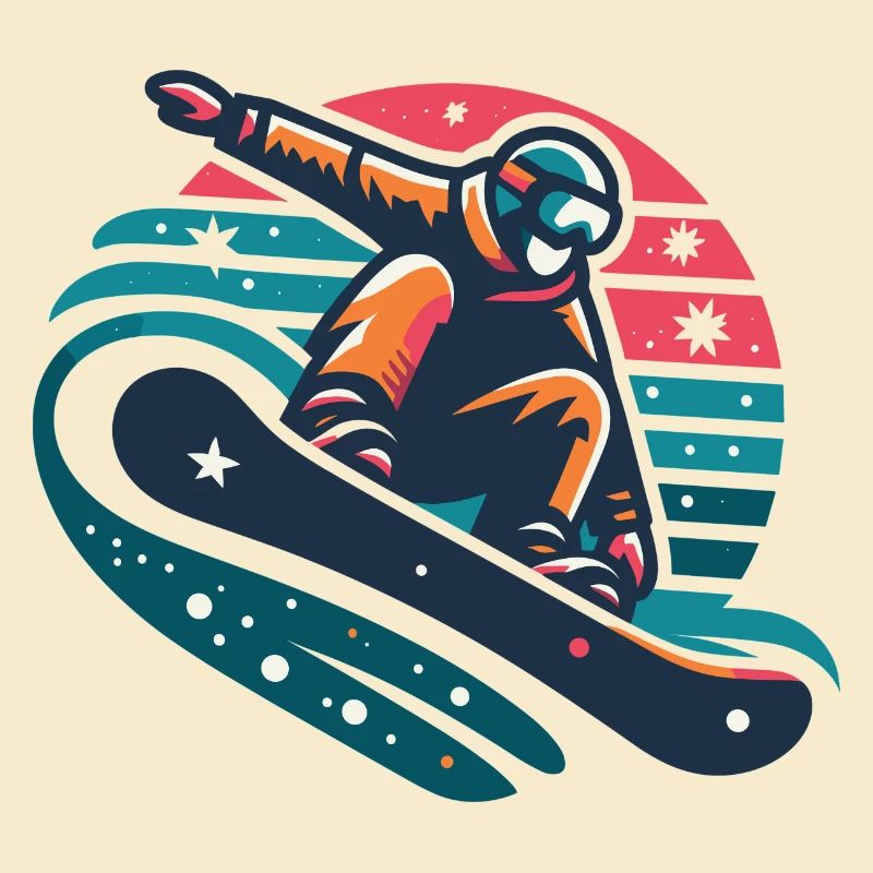 Dynamic Snowboarder Motion Illustration