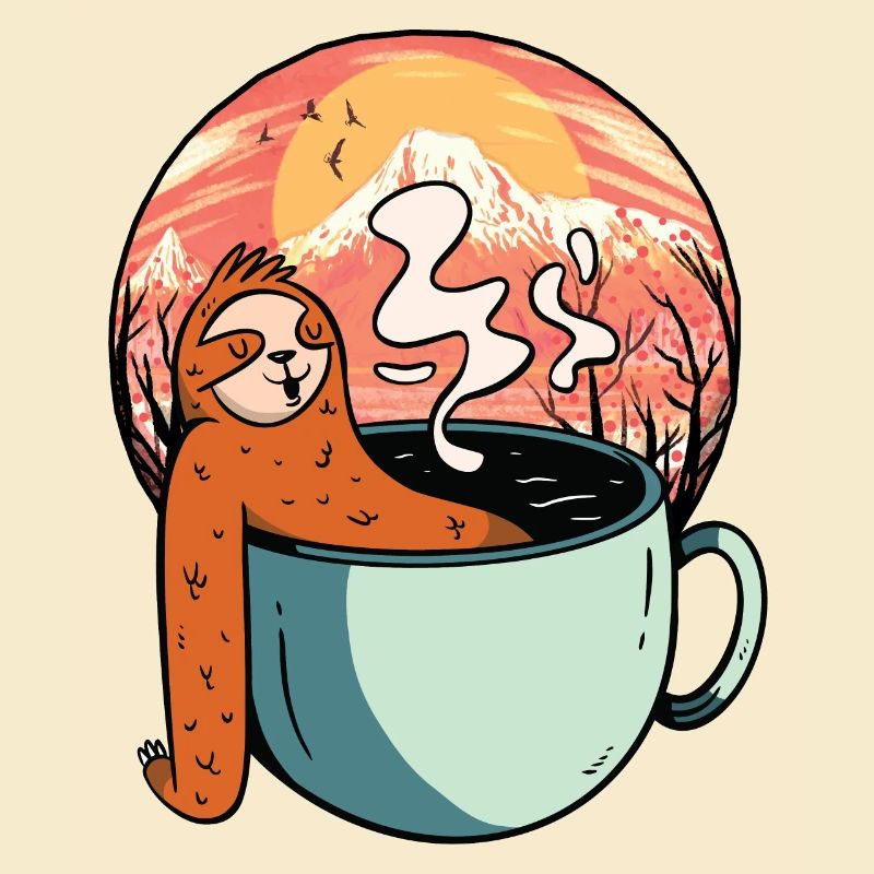Sloth, Relaxation, Tea, Coffee, Break, Ready for Vacation