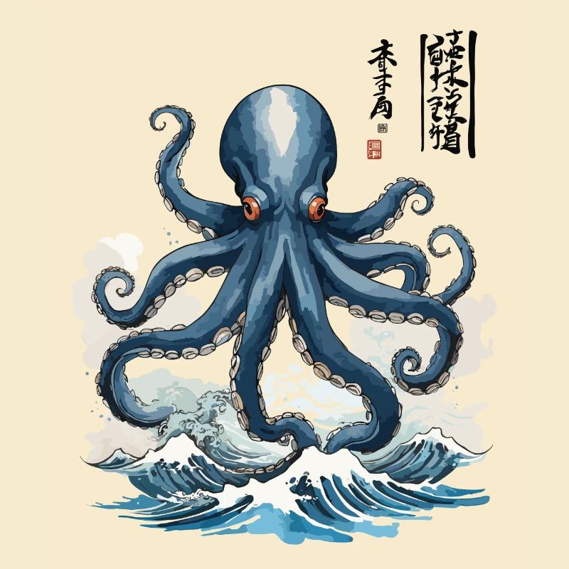 Japanese Ukiyo-E Octopus Sea Artwork