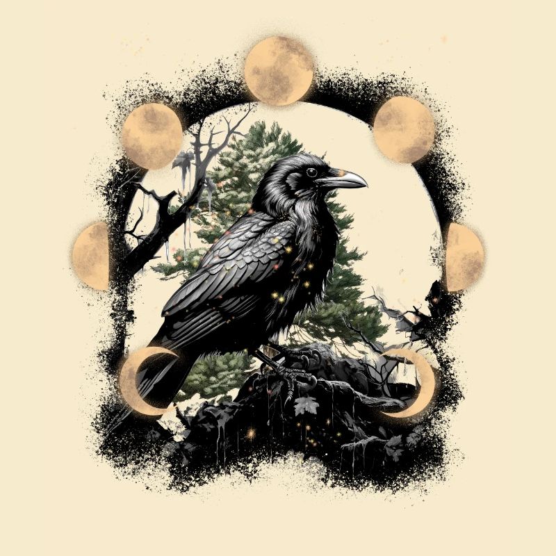 Dark Raven Crow Magic Moon Horror Halloween