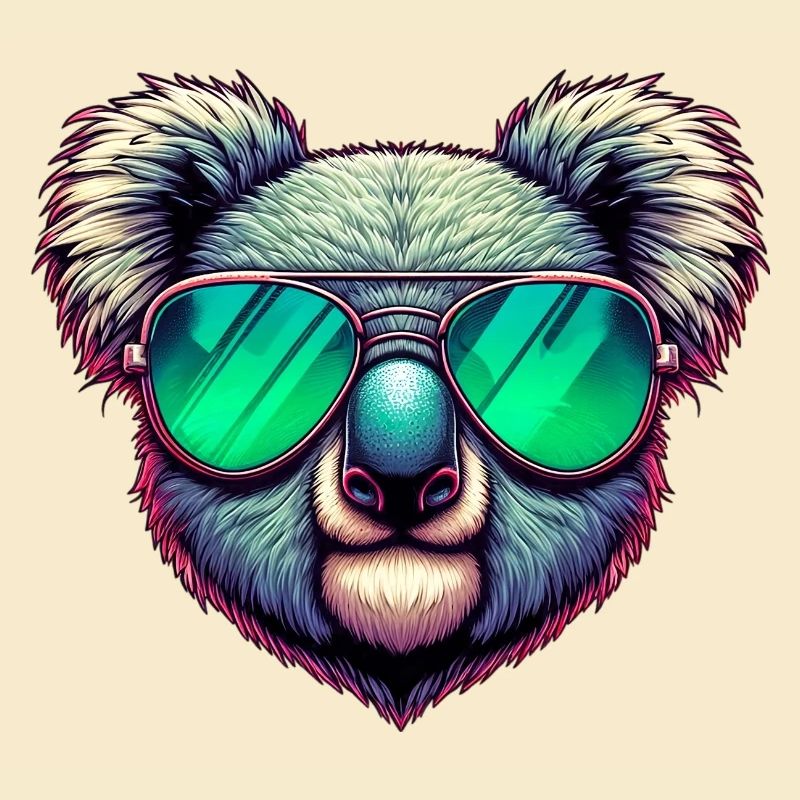 Koala avec des lunettes de soleil vertes