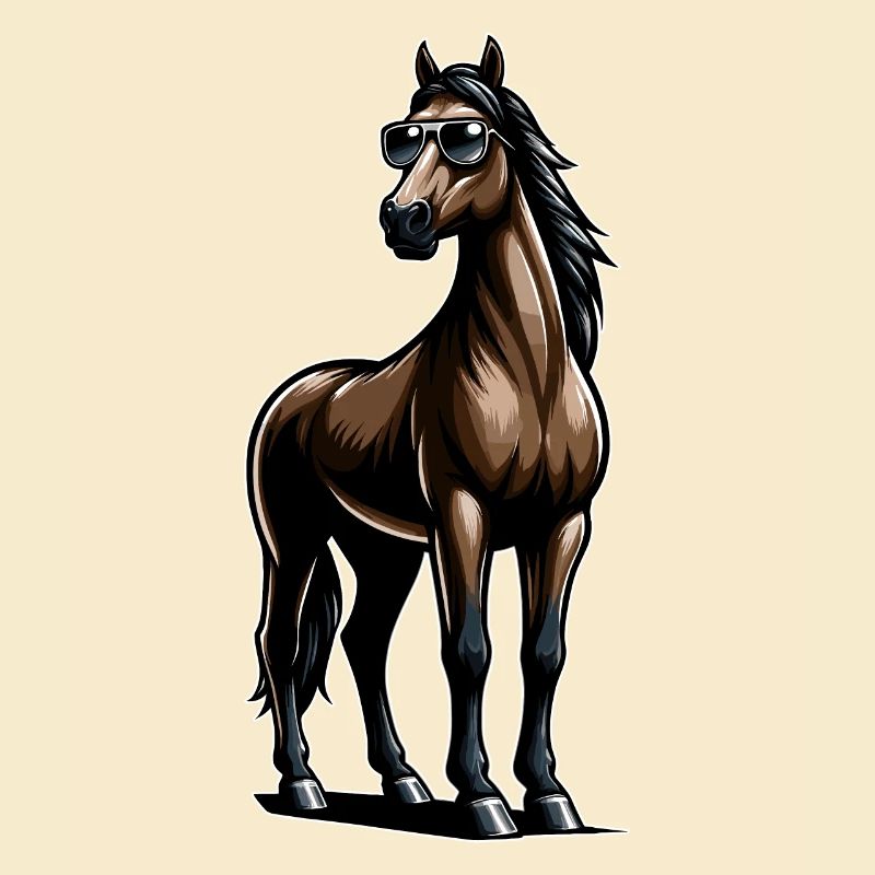 Cheval avec des lunettes de soleil dans un style comique