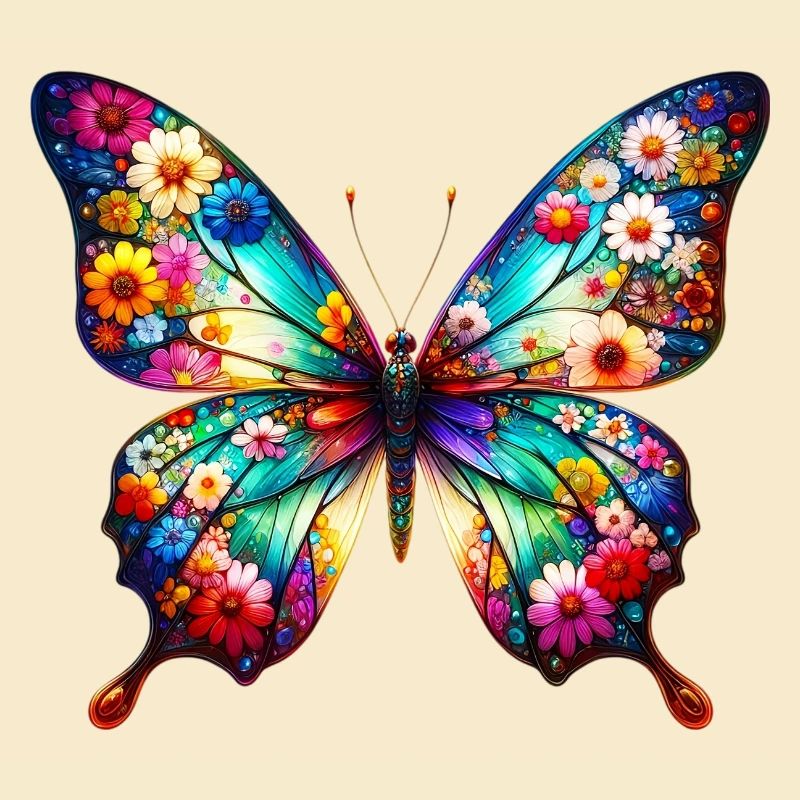 Butterfly decorated with flowers