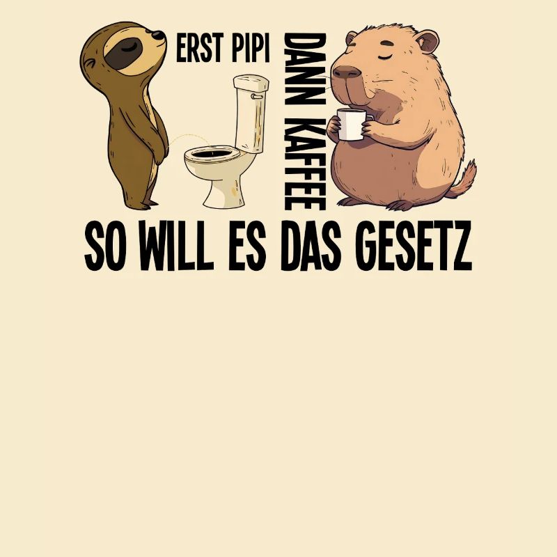 Morning Sloth Capybara First peeing then coffee