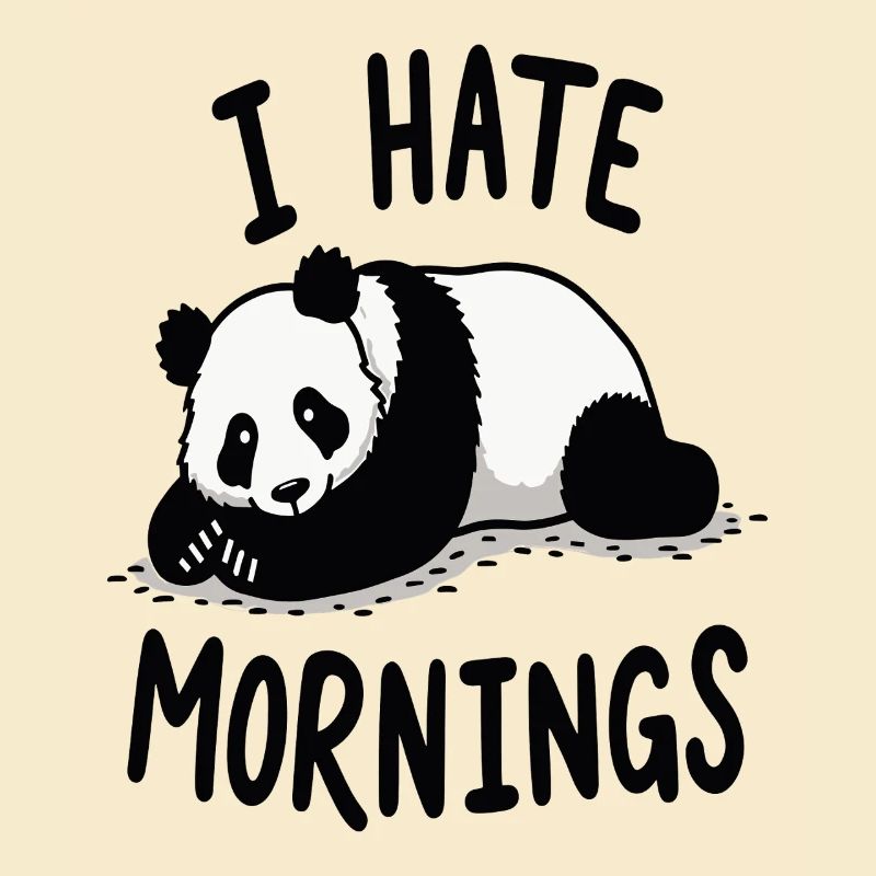 Panda I Hate Mornings Spruch