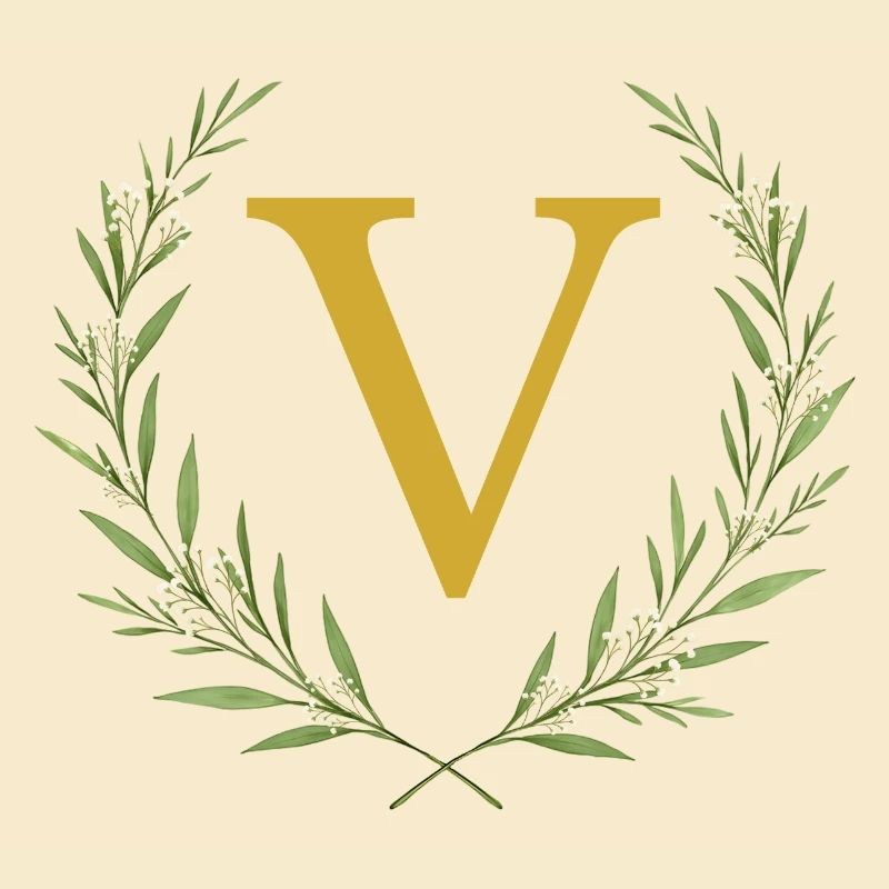 V Monogram, Couronne d’eucalyptus, Personnalisable