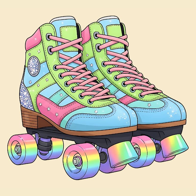 Roller Skates Retro Rainbow 80s 90s