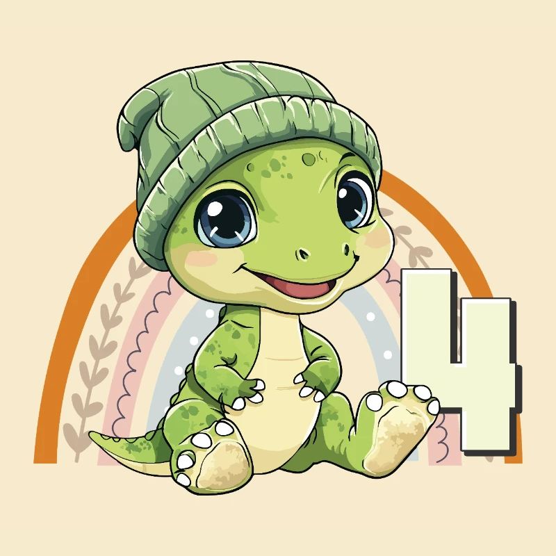 4. Geburtstag Dinosaurier Regenbogen Süß Niedlich