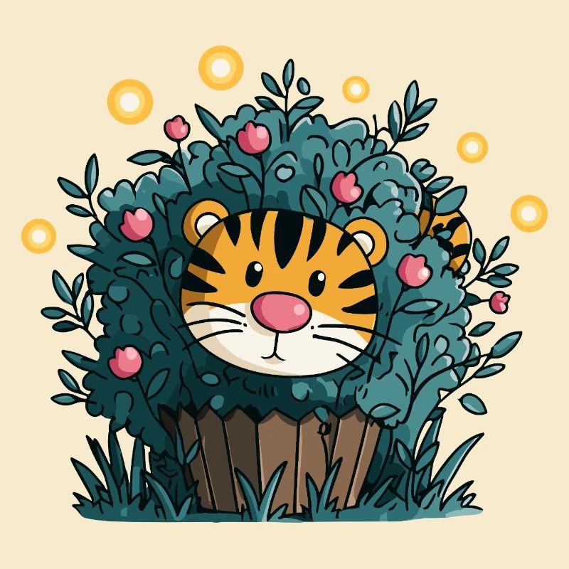 Tiger im Blütenbusch