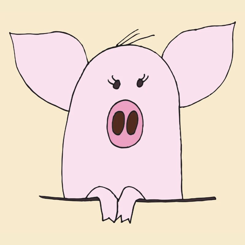 Dessin animé du cochon rose câlin