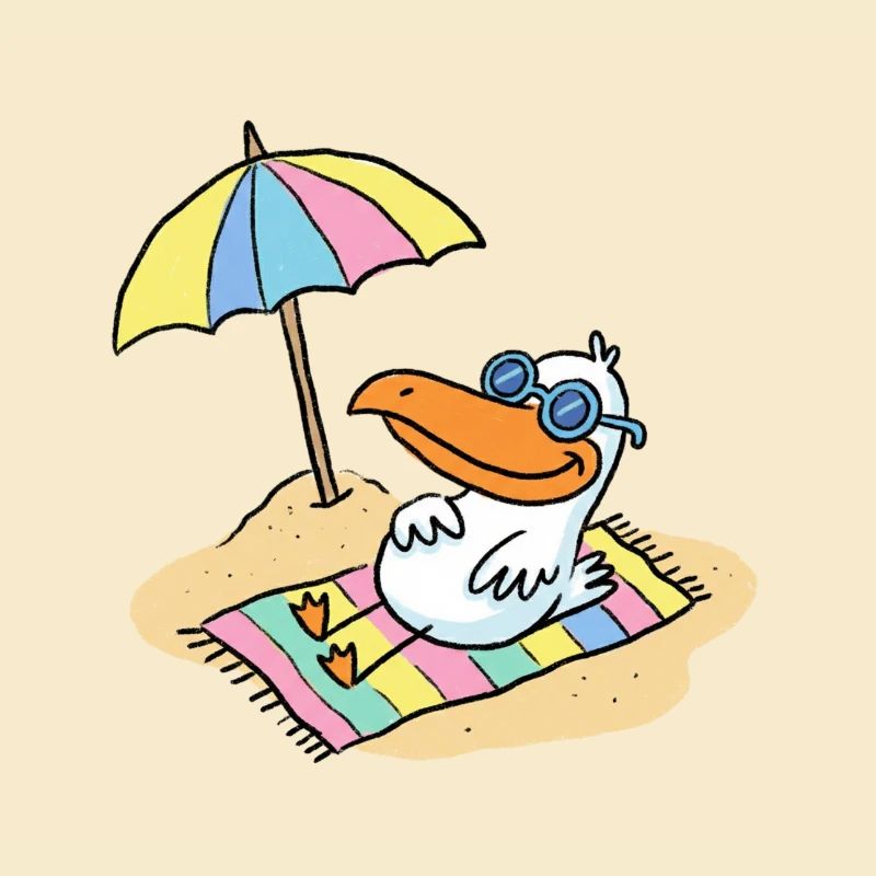 Oiseau du soleil sur la plage avec parasol