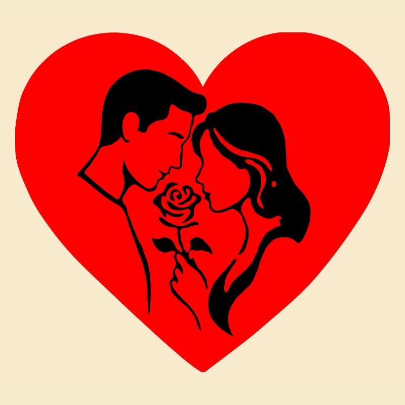 Silhouette de la Saint-Valentin avec le duo de cœurs de rose