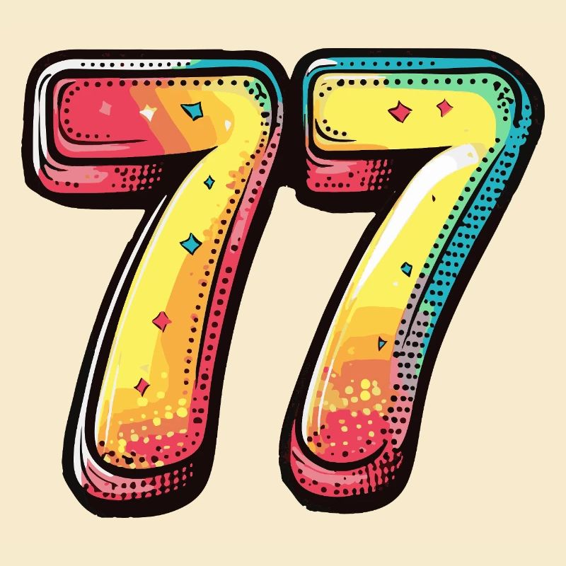 77 Nombre Multicolore