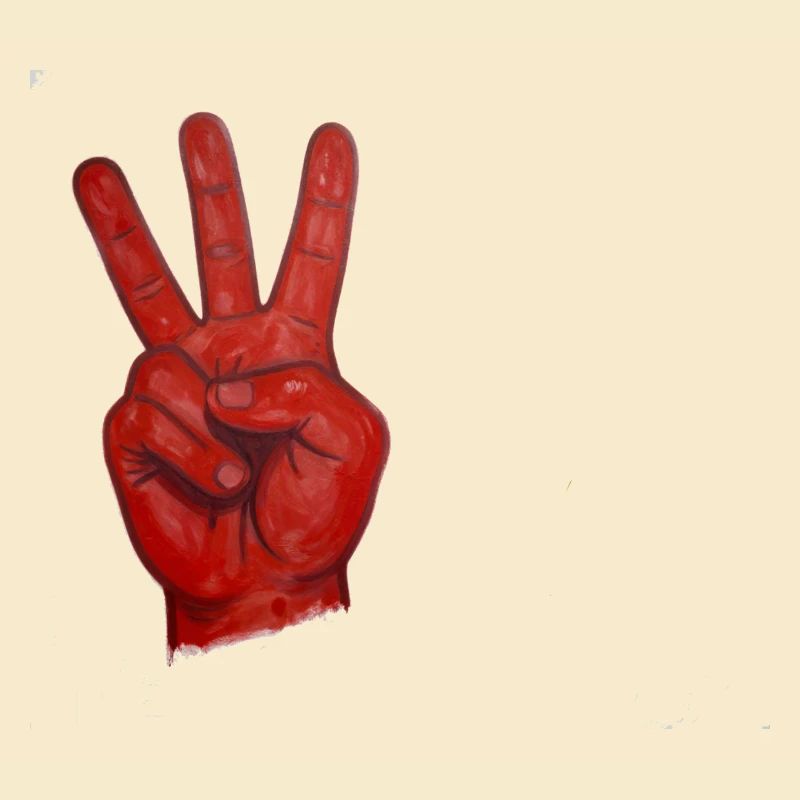 Red Peace Hand Two Stamp