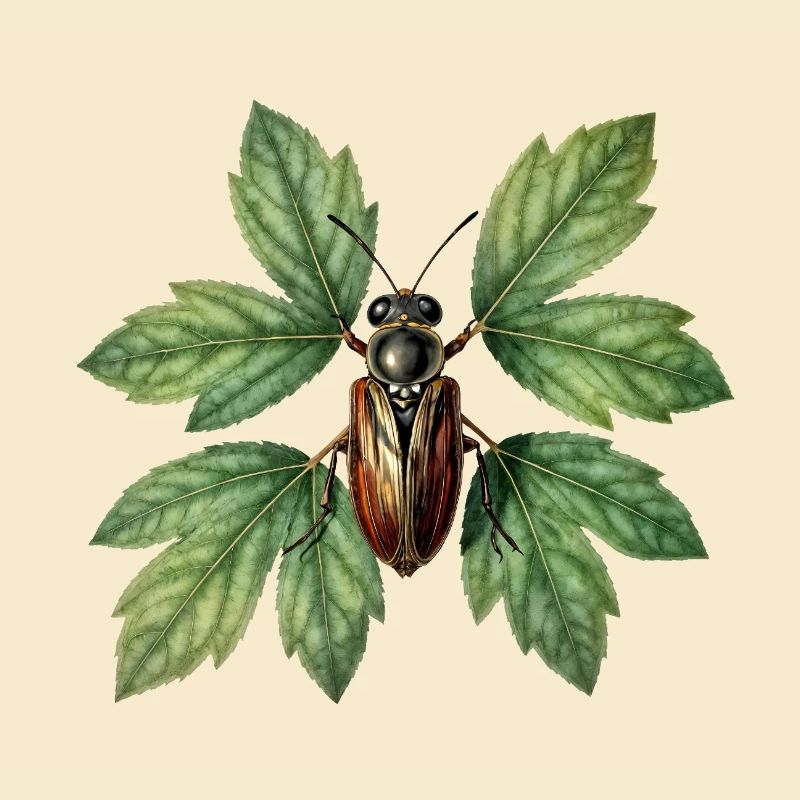 Insecte coléoptère sur feuillage verdoyant